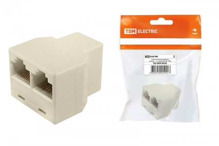 TDM ELECTRIC SQ1809-0020 Компьютерный двойник (гнездо — 2 гнезда) 8Р-8С, инд. упаковка TDM